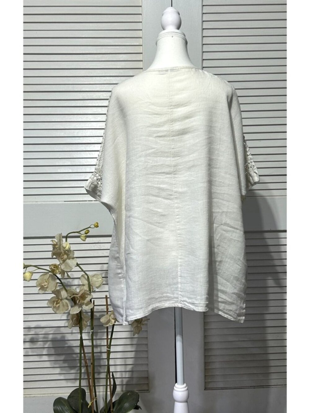 Alessia Pacini Women's White Italian Linen Tunic Top Blouse Size XL 3459 - Picture 2 of 13